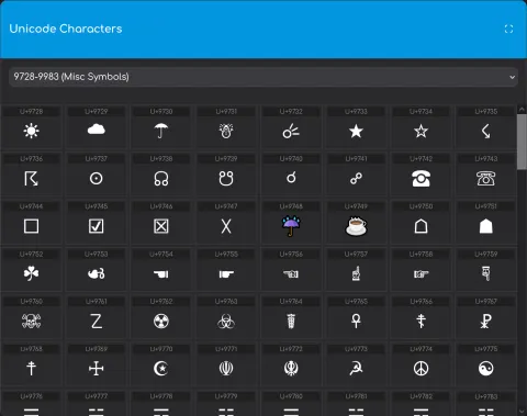 Unicode Characters Tool