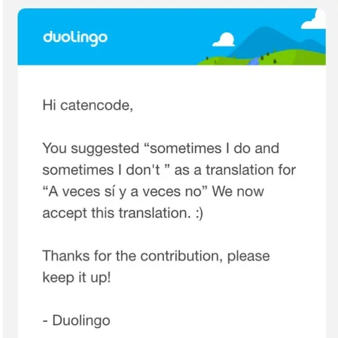 Duolingo Accepted Spanish Suggestion